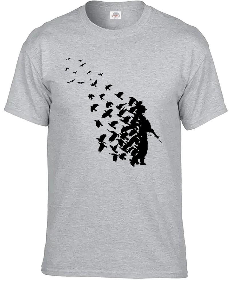 Banksy soldier peace pigeons hipster tshirt mens urban art fashion top tee
