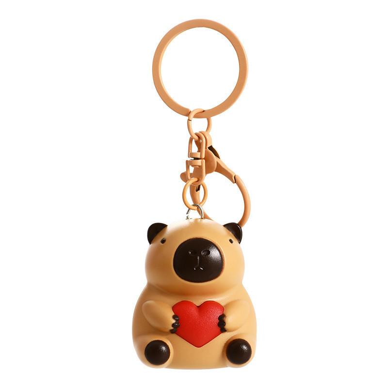 Unique Light Up Sound Heart Capybara Keychain Silicone Material For Parties And Celebrations