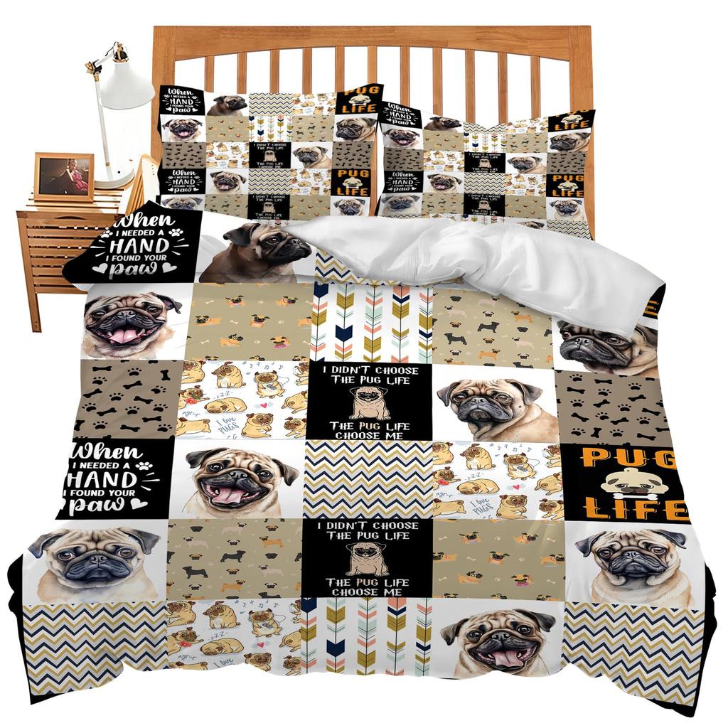 Dog Duvet Cover Set Cute Pet Puppy Animal Design Bedding Set With Zipper Adults Kids Bedroom Single Double Queen Comforter Cover