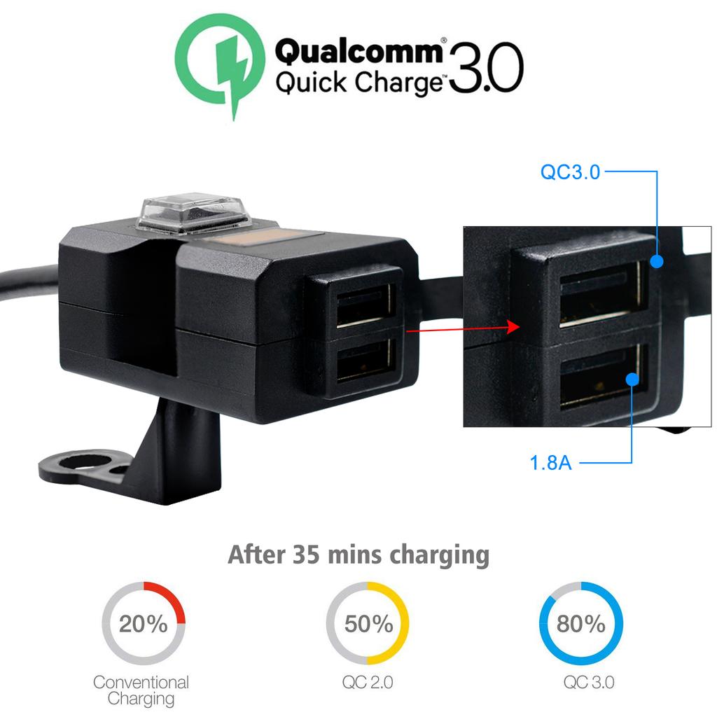 Мотоциклетный электромобиль USB зарядка мобильного телефона водонепроницаемый переключатель интегрированный руль зеркало заднего вида, 9-32 В
