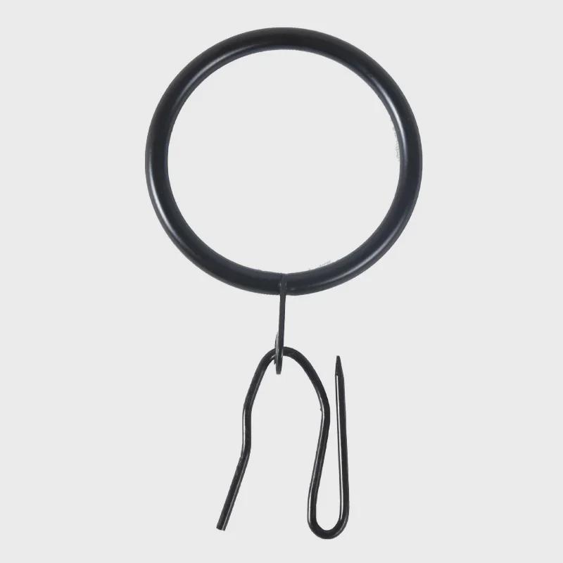 Черный крючок для душевой шторы с римским кольцом и крючком-булавкой