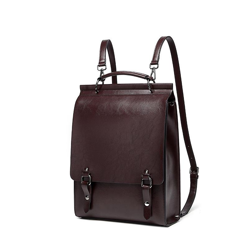 Genuine Leather Preppy Backpack Vintage Commuter Bag Cowhide Backpack for College Students