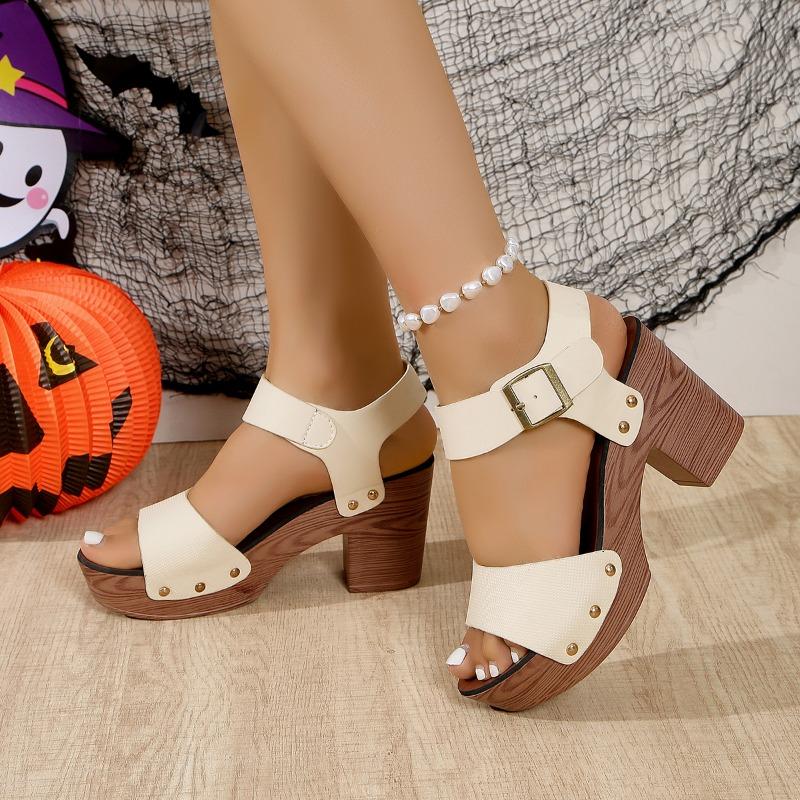 Летние женские босоножки на высоком квадратном каблуке и платформе из флока, повседневные туфли-лодочки с заклепками, с открытым носком, женские элегантные туфли Zapatos De