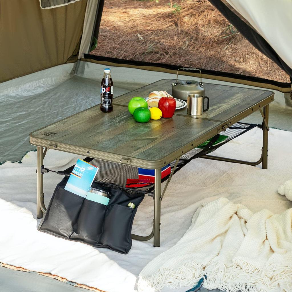 TIMBER RIDGE Открытый складной 2 Высота для семейного стола, Стол, Регулируемый, 120X60 см, Кемпинг, Пикник, Отдых, Алюминий,