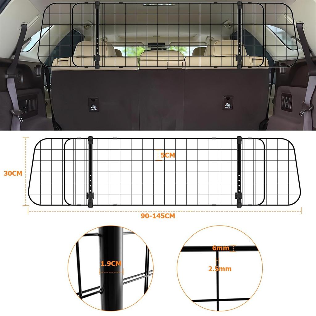Автомобильная охрана для собак 12 дюймов, Автомобильная защитная решетка с регулируемой шириной, Перегородка багажника для собак, Защитная решетка для собак с ремнем безопасности, Автомобильная сетка для собак, Автомобильная охрана