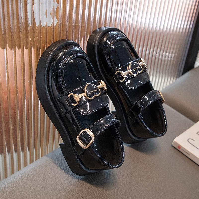 Обувь из кожи для девочек на вечеринку, свадьбу, черные туфли для выступлений, модные детские туфли принцессы Мэри Джейн на толстой подошве