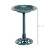 Garden Bird Bath Outdoor Decrative Garden Feeder Stand with Scallop-like Pattern. Time-Worn Finish. 50cm. Green