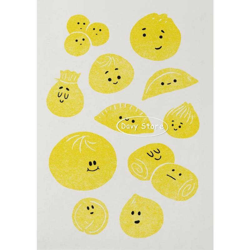 Азиатская еда Дим сам Эг тарт Бао Цзяоцзы Плакаты и принты Холст Живопись Настенное искусство Картины для декора кухни и столовой