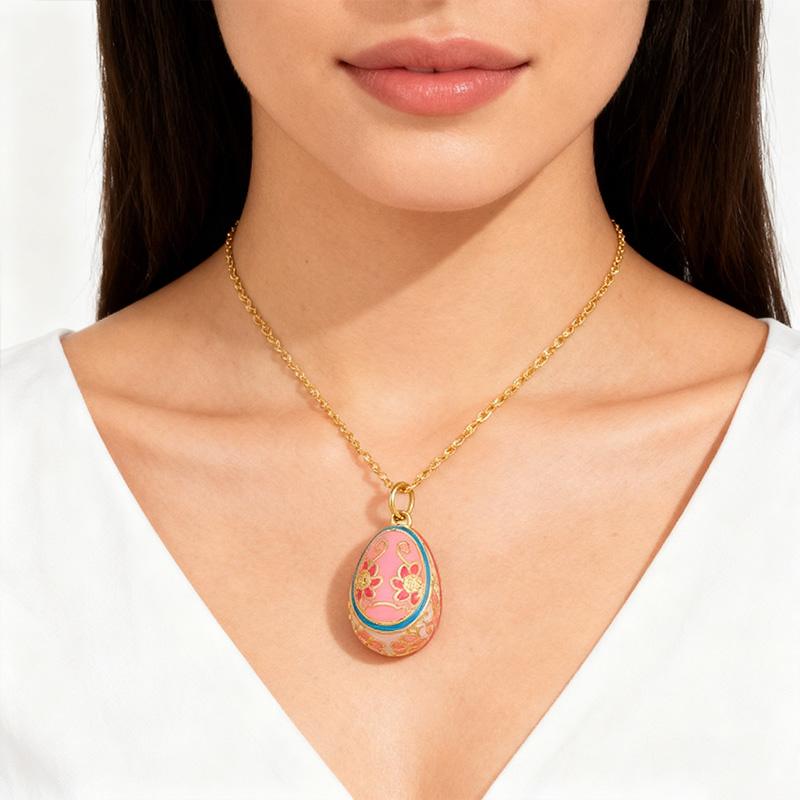 1Pc Clavicle Chain Niche Water Droplet Pendant Exquisite Pendant Necklace Gift Pattern Easter Egg