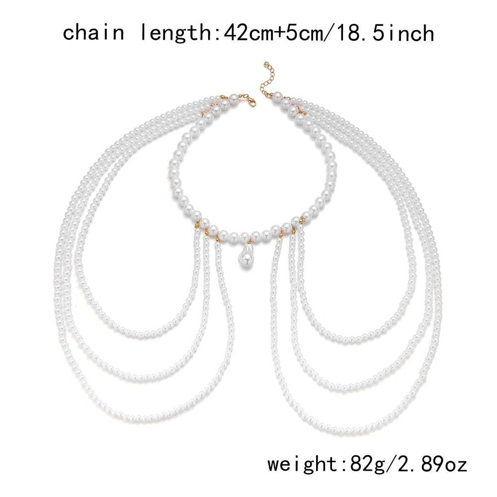 Multi Layer Imitation Pearl Shoulder Chain Gold Chain Shoulder Body Chain  Fashion Events