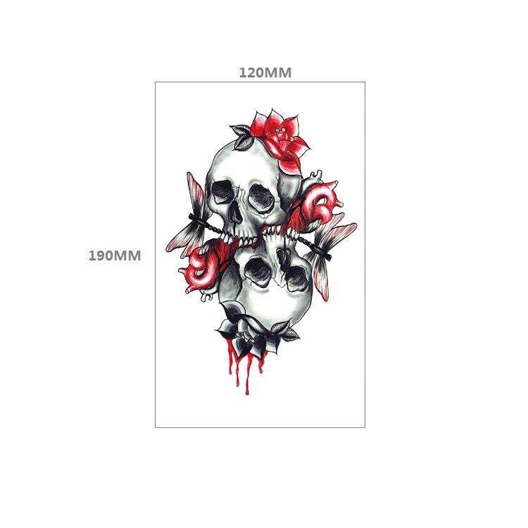 Наклейка с татуировкой черепа, вечное значение, часы, оповещение, красная роза, пистолет, нагрудник, наклейка для переноса воды