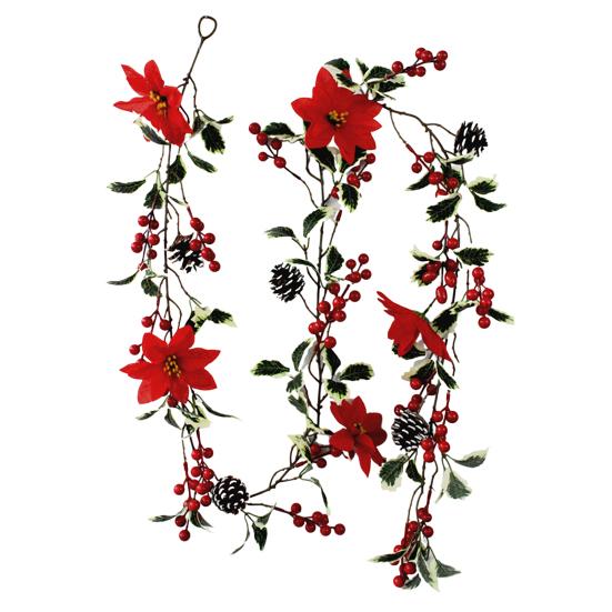 Рождественская искусственная гирлянда из ротанга с зелеными листьями и красными ягодами в помещении и на открытом воздухе, настенная подвеска, рождественские искусственные растения, украшение для праздничной вечеринки, реквизит для фотографий