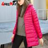Padded Hooded Long Jacket Duck Down Female  Ultra Light Slim Solid Jackets Coat Portable Parka