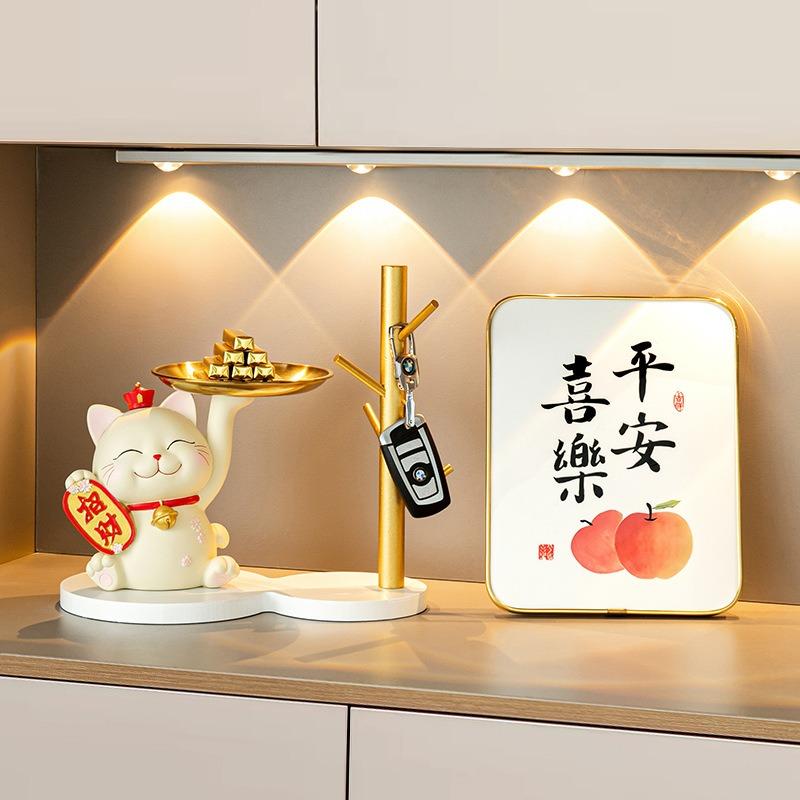 Creative Lucky Cat Decorative Tray Storage Ornaments, Key Storage Furnishings Shoe Cabinet Desktop Home Decorations.
