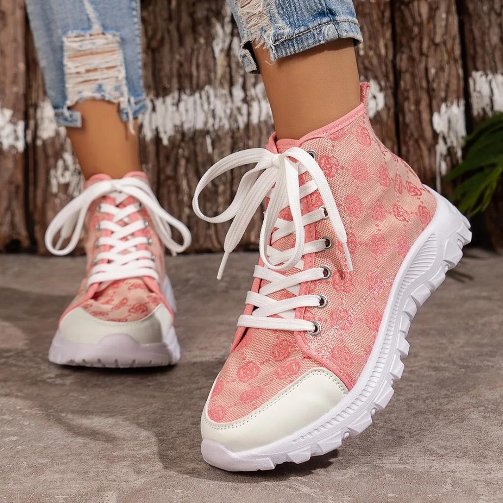 Fashion Canvas Women Sneakers Trend New Sports Running Lace-up Casual Women Shoes Walking Flats Designer Autumn Embroidery Craft