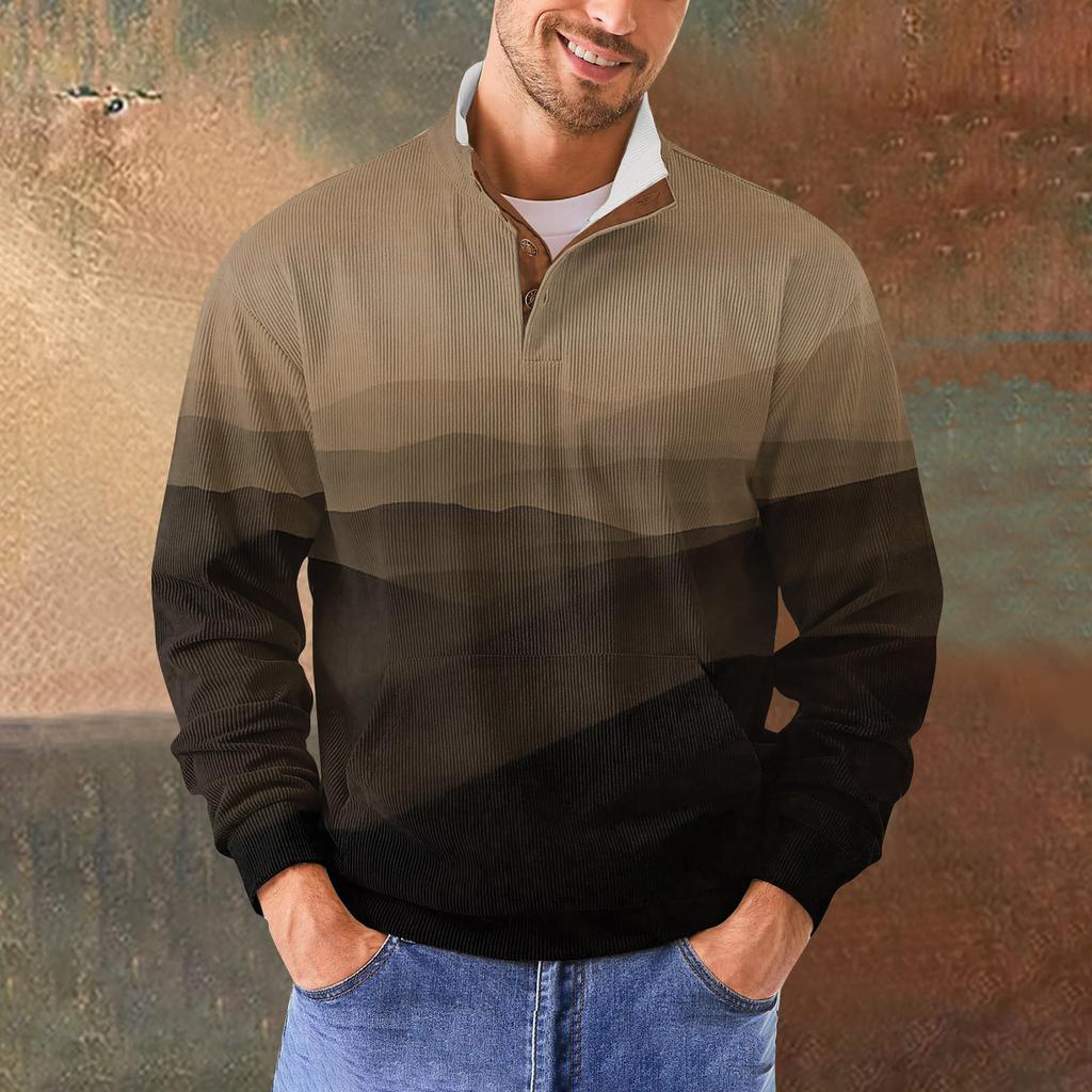 Мужская повседневная толстовка в стиле ретро с градиентным принтом