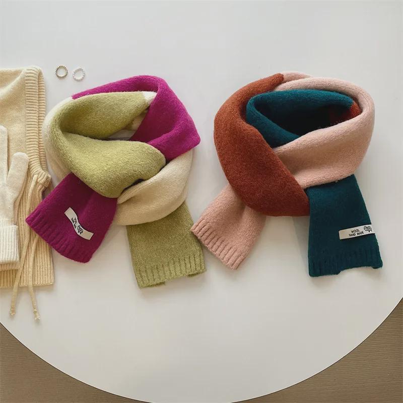 Women's Warm Korean-Style Rose Pink Wool Knit Scarf