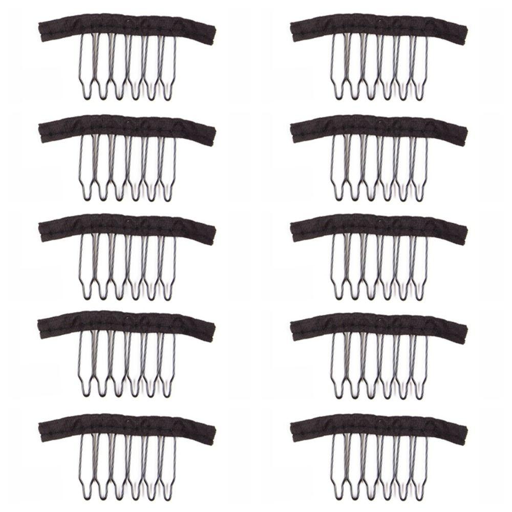 10 шт./лот тканевые зажимы для парика, зажимы для наращивания волос из нержавеющей стали, расчески для париков, шапочки для париков