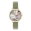 Authorized Distributor Olivia Burton Watch Ladies 24000228 Illustrated Floral Midi Ivory Gold Sage Green Leather [OLIVIA BURTON]