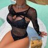 Hot Diamond Underwear Bikini Hip Wrap Long Sleeve Tights Mesh
