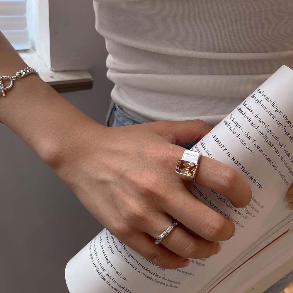 champagne Good luck Silver Korean Style Joint Rings Finger Ring Open Rings Women Hip Hop Rings