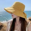 Spring and Autumn Trendy Hat Women's Versatile Bow Bucket Hat Breathable Sunscreen Sun Hat Big Edge Sun Hat