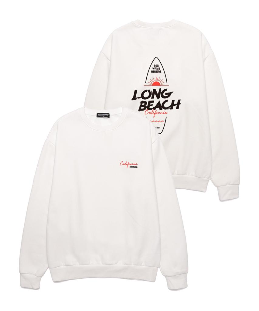 VANNWORKS Long Beach California Oversized Sweatshirt (Vls0008) White (Type B)
