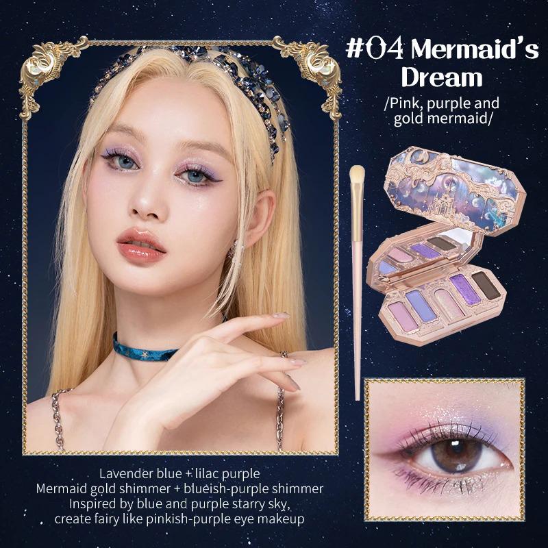 Flower Knows Mermaid Moonlight Палитра теней для век с мерцанием, матовая, хамелеон, водостойкая, 5 цветов