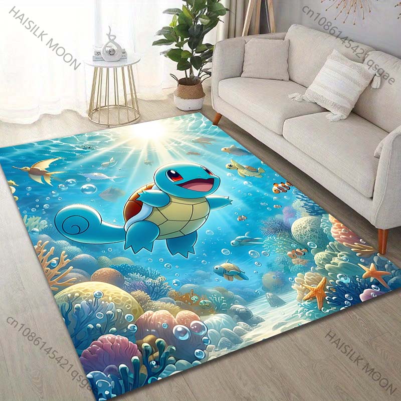 Cartoon Pocket Monsters Squirtle Print Carpet for Living Room Bedroom Kid's Room Home Decor Area Rug Playing Mat Luxury Gifts
