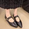 Autumn New Flat Shoes Women's Pointed Head Shallow Mouth Rivets Soft Sole Anti-slip Wear-resistant Low-top Shoes