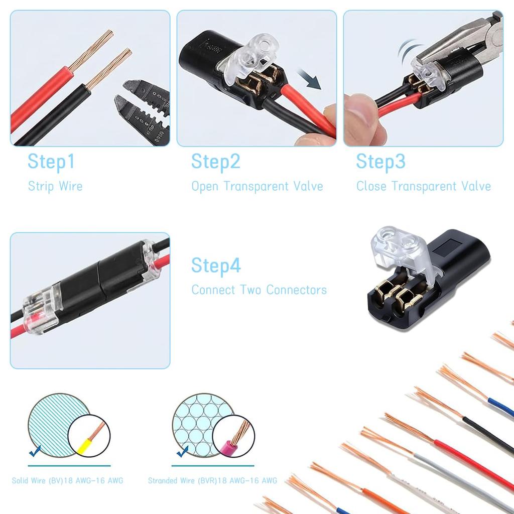 No Stripping No Soldering Wire Plug Quick Connector, Piece Set for Home Electrical Wiring Projects and DIY