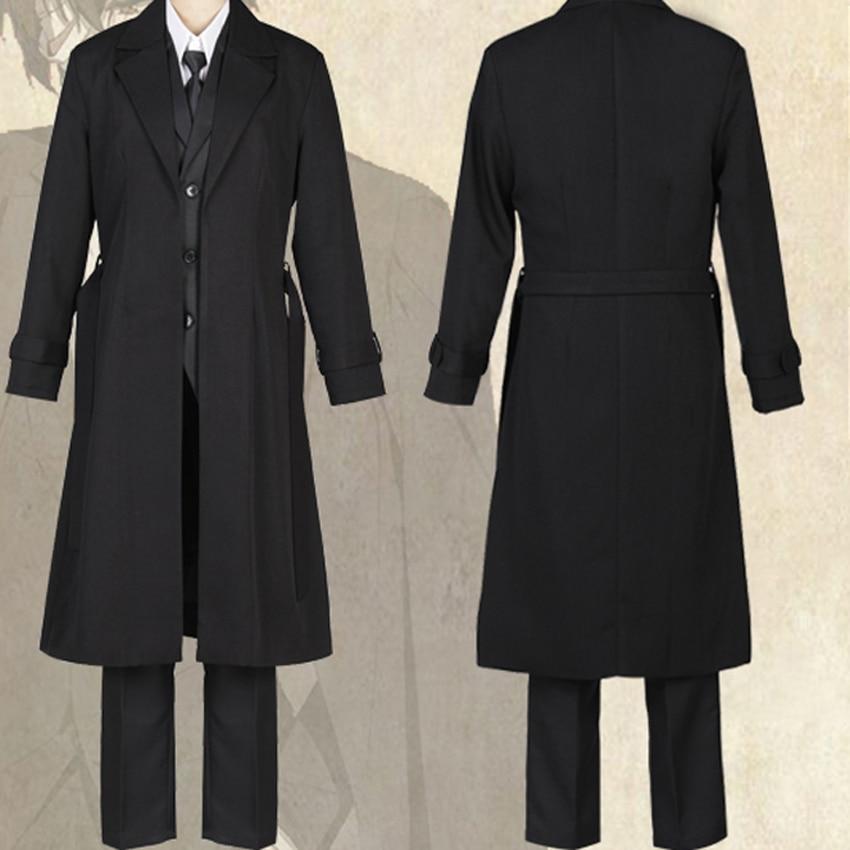 Аниме Bungo Stray Dogs Dazai Osamu Косплей Костюм Черный Тренч Куртка Аниме Мужчины Взрослые Хэллоуин Рождественские Костюмы Пальто