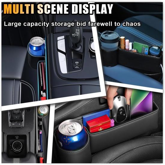 Упаковка из 2 предметов для автомобильного сиденья, кожаная полка для хранения автомобильного сиденья, с подстаканником, регулируемый ящик для хранения автомобильного сиденья, универсальное автокресло переднего ряда