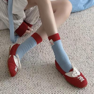 [Сон Цзуэр в том же стиле] Тупоносые туфли Мэри Джейн в французском ретро-стиле, женские, цветные, на плоской подошве, спортивные балетки