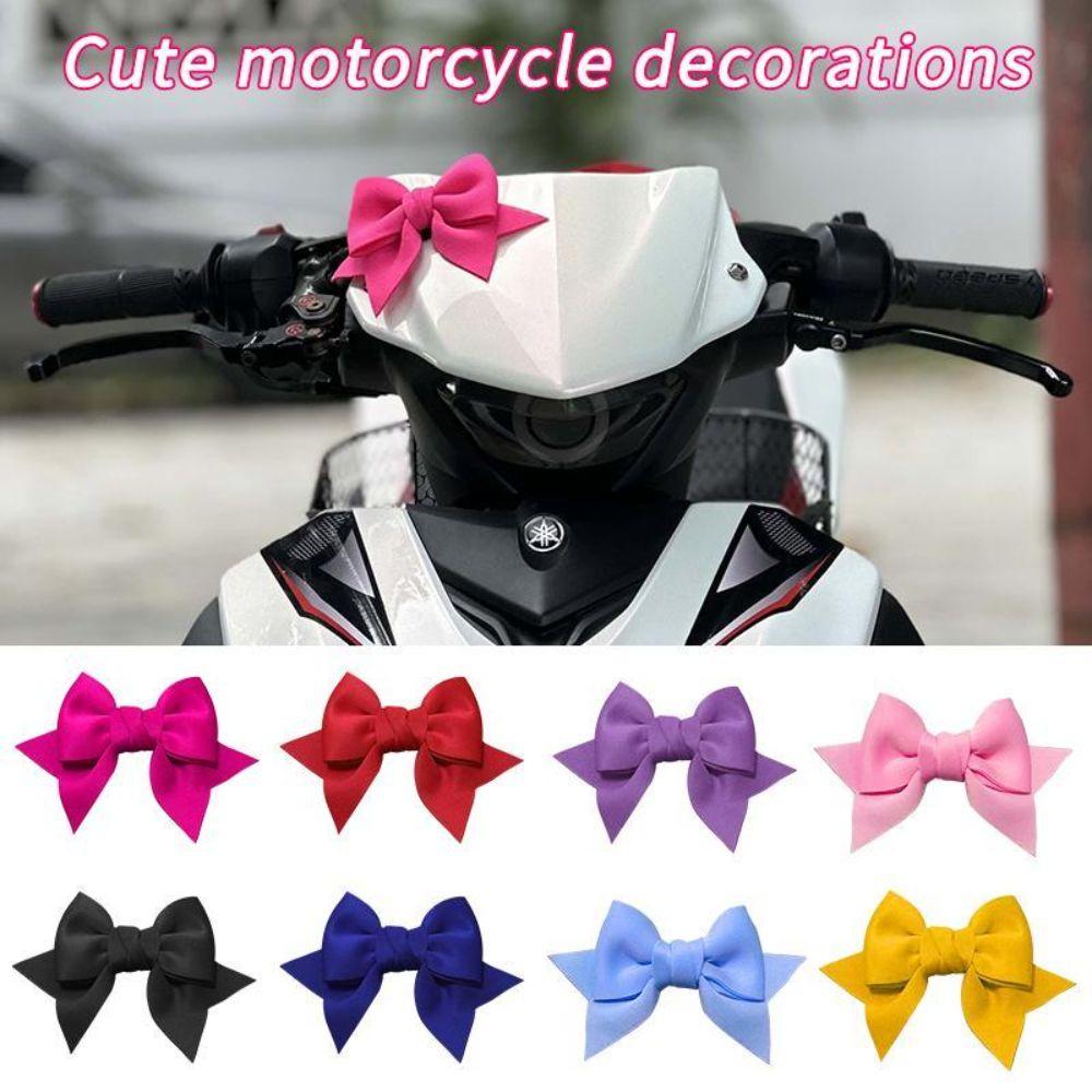 Fabric Motorcycle Helmet Bow Self Adhesive Motorcycle Bow Ornament Electric Bike Tail