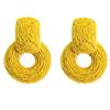 Women Rattan Earrings Boho Straw Wrapped Geometric Round Earrings Summer Tropical Beach Jewelry