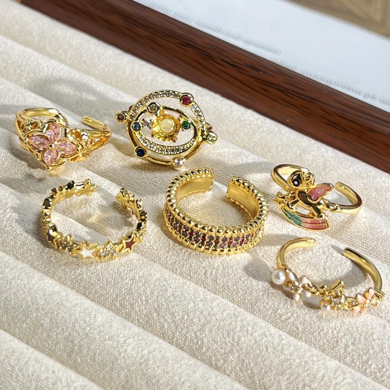 New gold colored treasure cross-border Saturn unicorn ring female autumn niche cold wind temperament light luxury index finger ring
