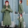 Women Hooded Parkas Detachable Liner Warm Long Cotton-padded Coat with Fur Collar Fall Winter