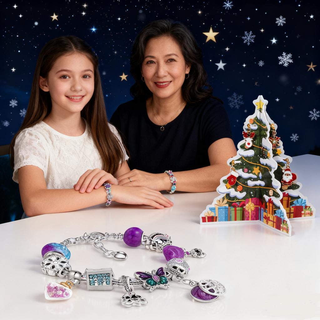 Christmas Advent Calendar Gifts, DIY Bracelet Making Kit For For Child Adult, 24-Days Christmas Countdown Calendar Jewelry Gifts