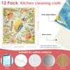 12 шт. Нетканое кухонное полотенце Утолщенная кухонная салфетка Высокая впитываемость Кухонное полотенце с изысканным рисунком для посуды Посуды
