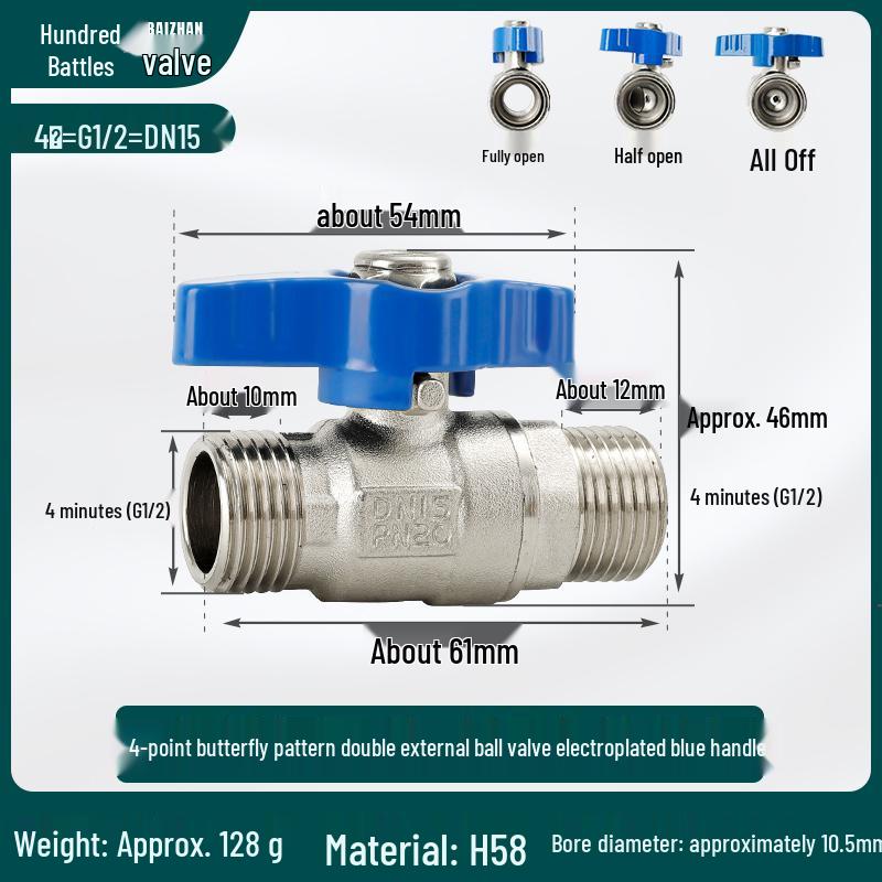 4-6 Point Copper Ball Valve: Internal/External Thread, Straight-Through Water Switch