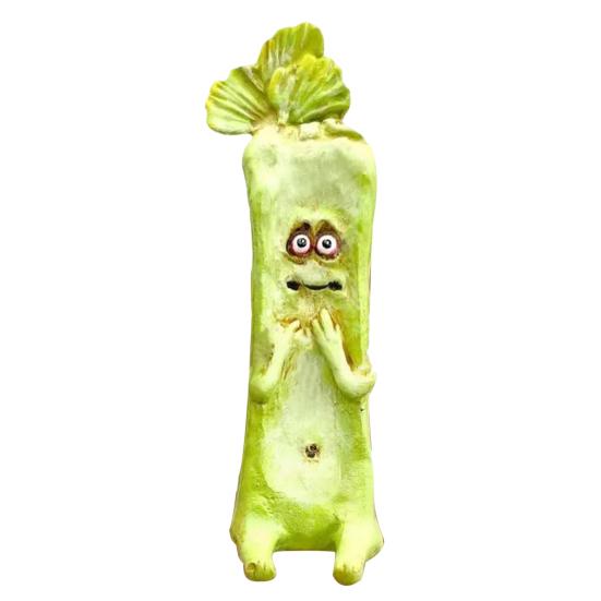 Cranky Carrot Figurine Cartoon Broccoli Celery Vegetable Resin Statue Sculpture Home Office Bookshelf Desktop Decoration