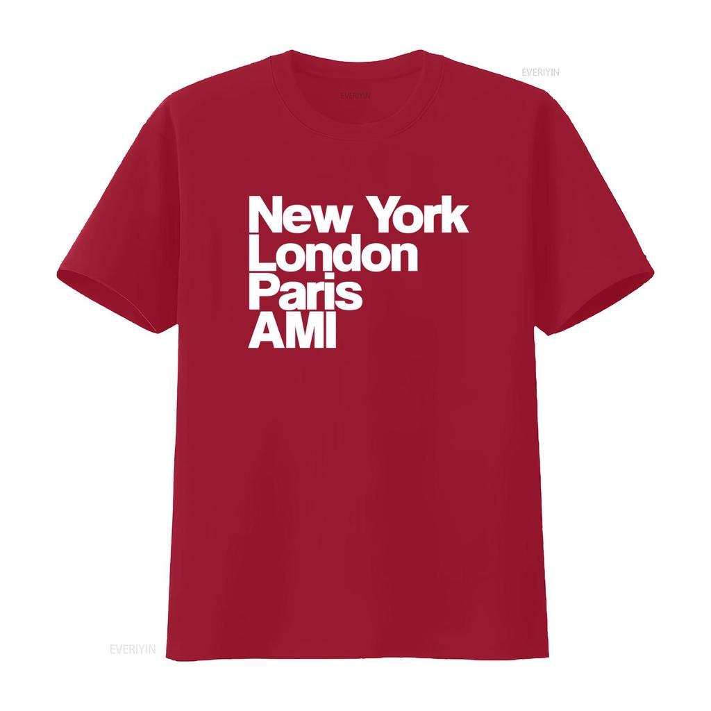 NY Lon Paris AMI GA Модный Город Название Принт Футболка для Мужчин и Женщин винтажная Стиранная Мягкая Эластичная уличная Модная homme