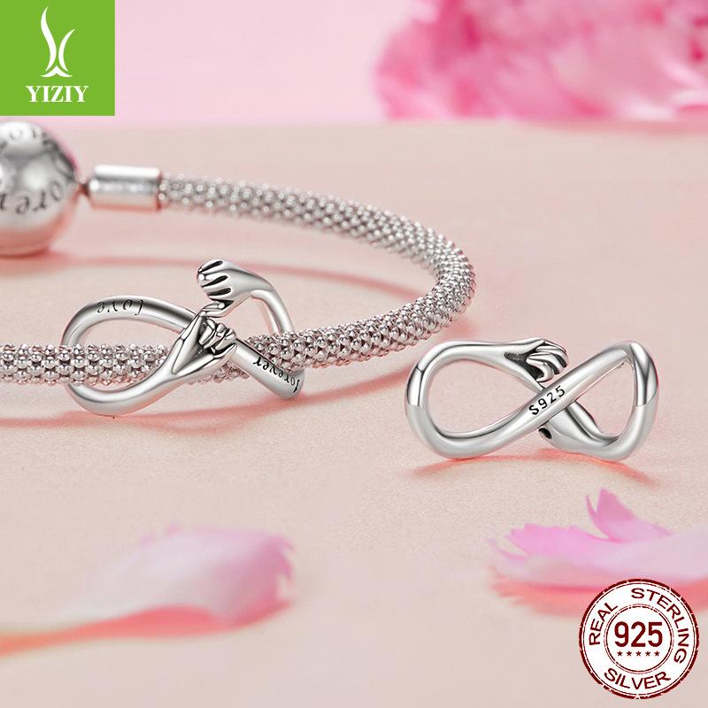 Eternal Convention Beaded S925 Silver Infinity Eight Character Symbol Source Factory Versatile Diy Bracelet Accessories