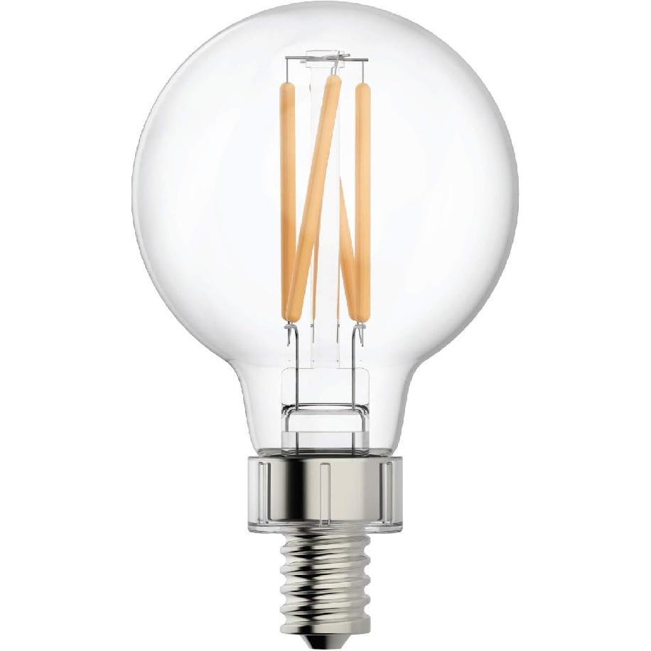 GE Refresh LED Light Bulbs, 40 Watt, Daylight, G16.5 Globe Bulbs, Small Base (2 Pack)