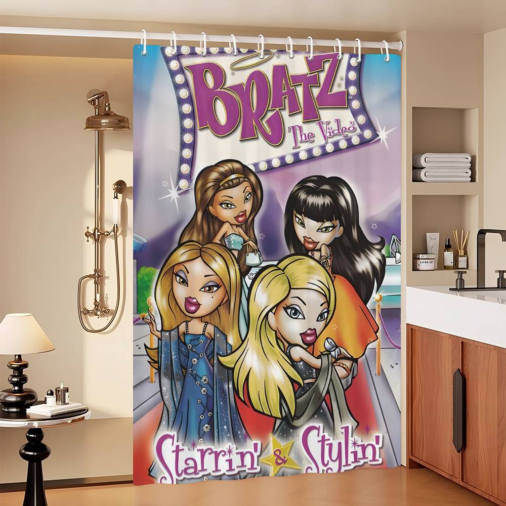 Кукла Братц Классическая Занавеска для Душа, Декоративная Занавеска для Душа для Ванной Комнаты, Водонепроницаемая Занавеска для Душа с Крючками