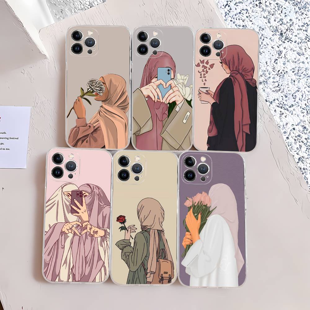 Мусульманская арабская девушка в хиджабе для IPhone 17 16 16e 15 14 13 12 11 Pro Max Mini Plus Чехол для телефона