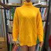 Модный длинный рукав однотонный свитер с высоким воротом женский осенне-зимний толстый теплый вязаный свитер женский повседневный винтажный свободный трикотаж 25145