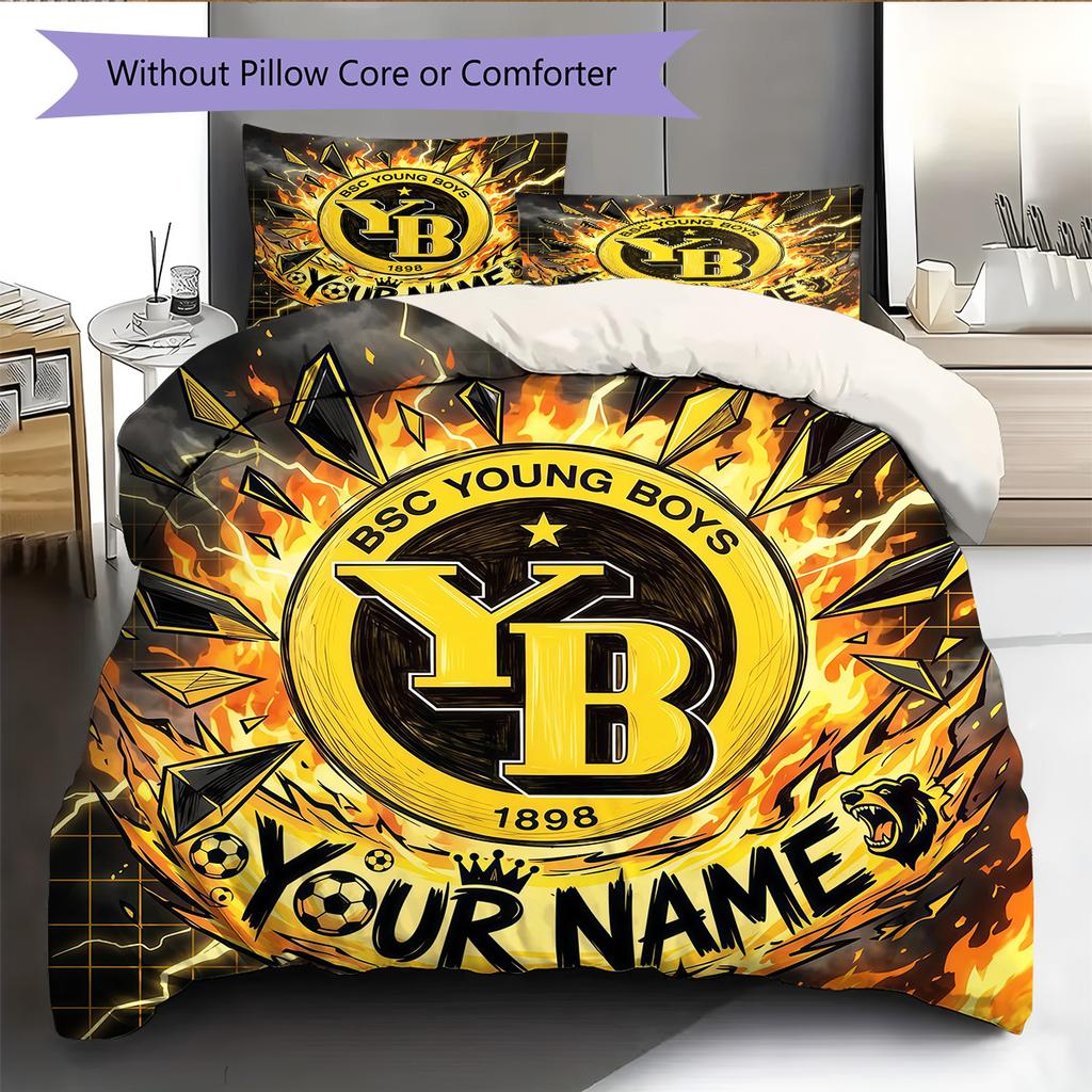 Custom Name BSC Young Boys Pattern Bedding Quilt Set Home Decoration Gift (1 * duvet cover + 2 * pillowcase without core)