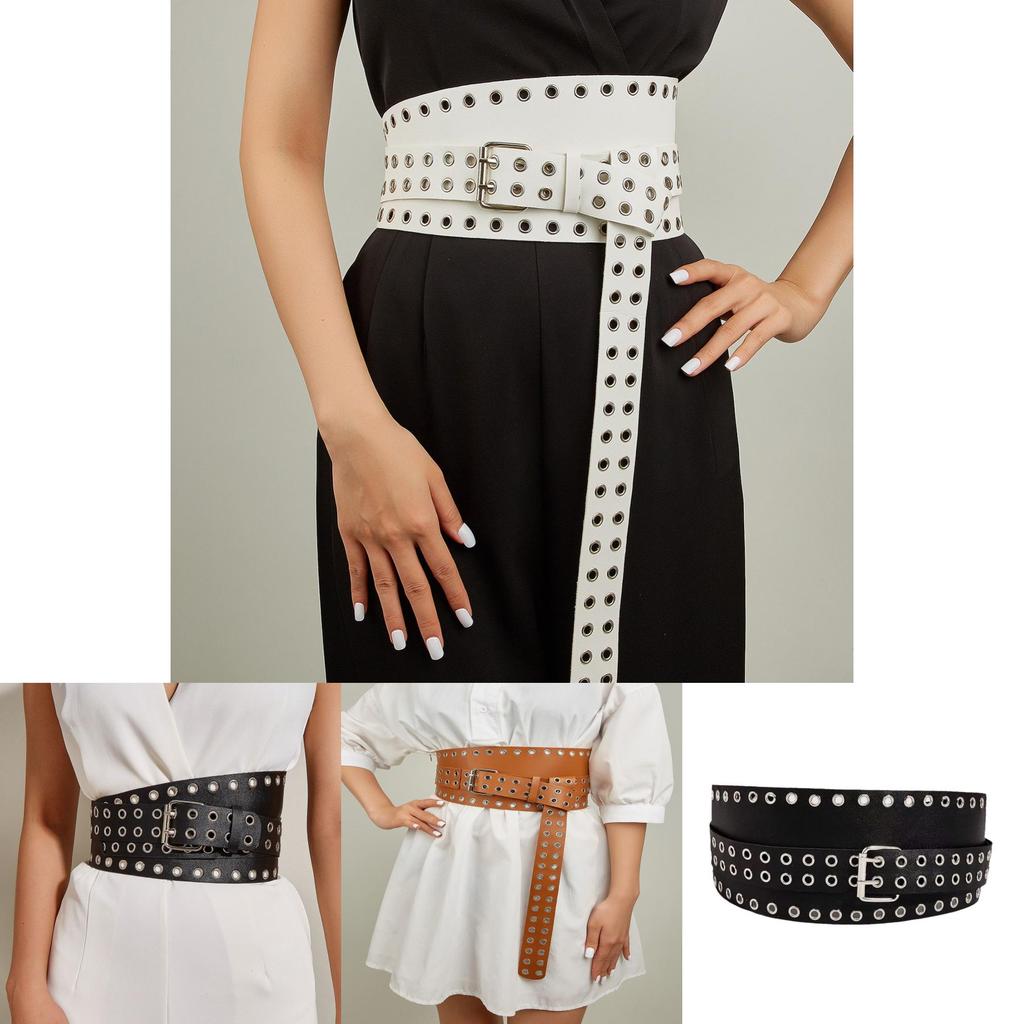 Винтажный широкий пояс в британском стиле для платьев из искусственной ПУ кожи с декором в виде счастливого узора для женщин, лето 2023